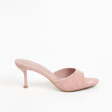 Mules femmes en suédine rose à talon