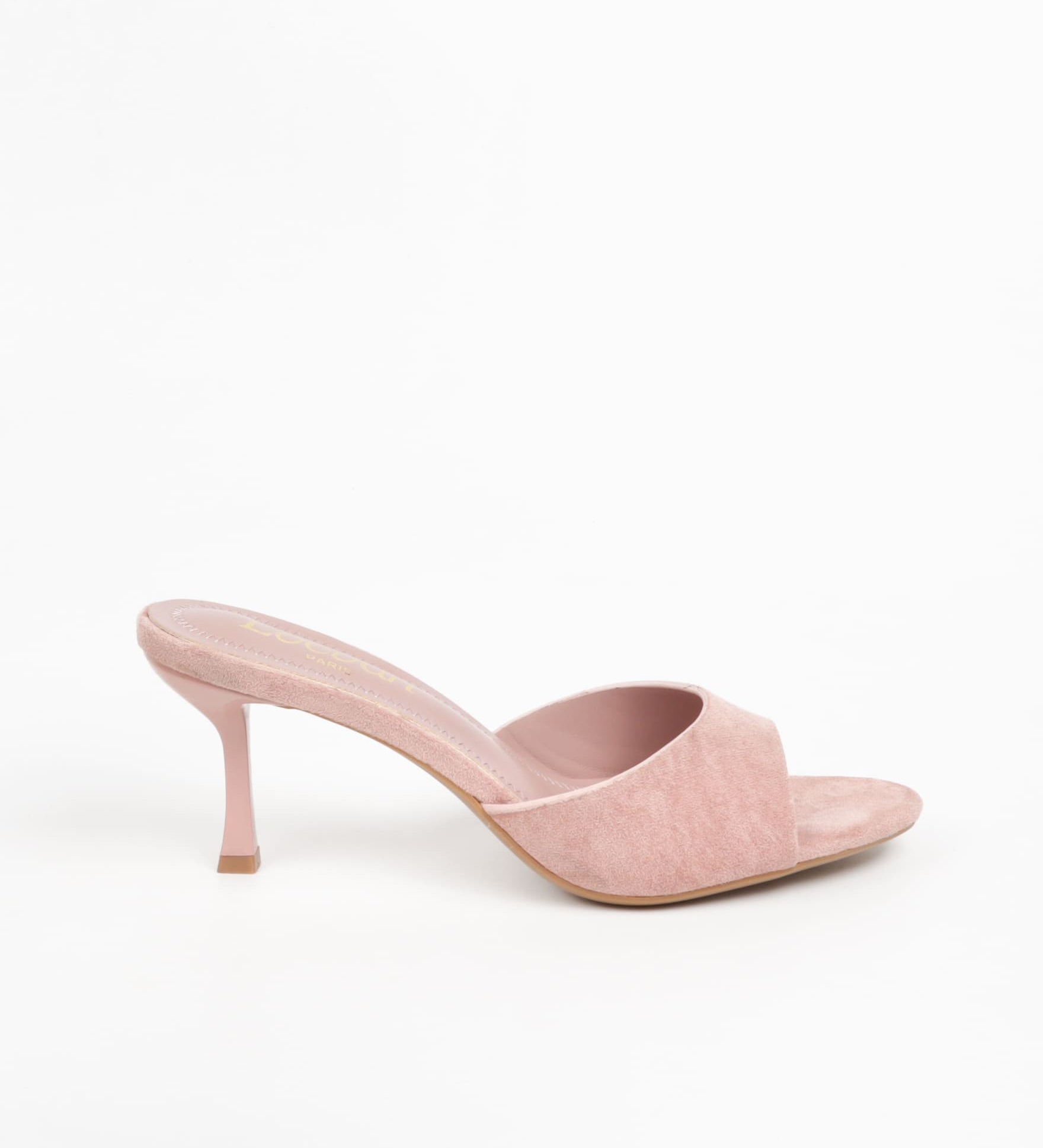 Mules femmes en suédine rose à talon