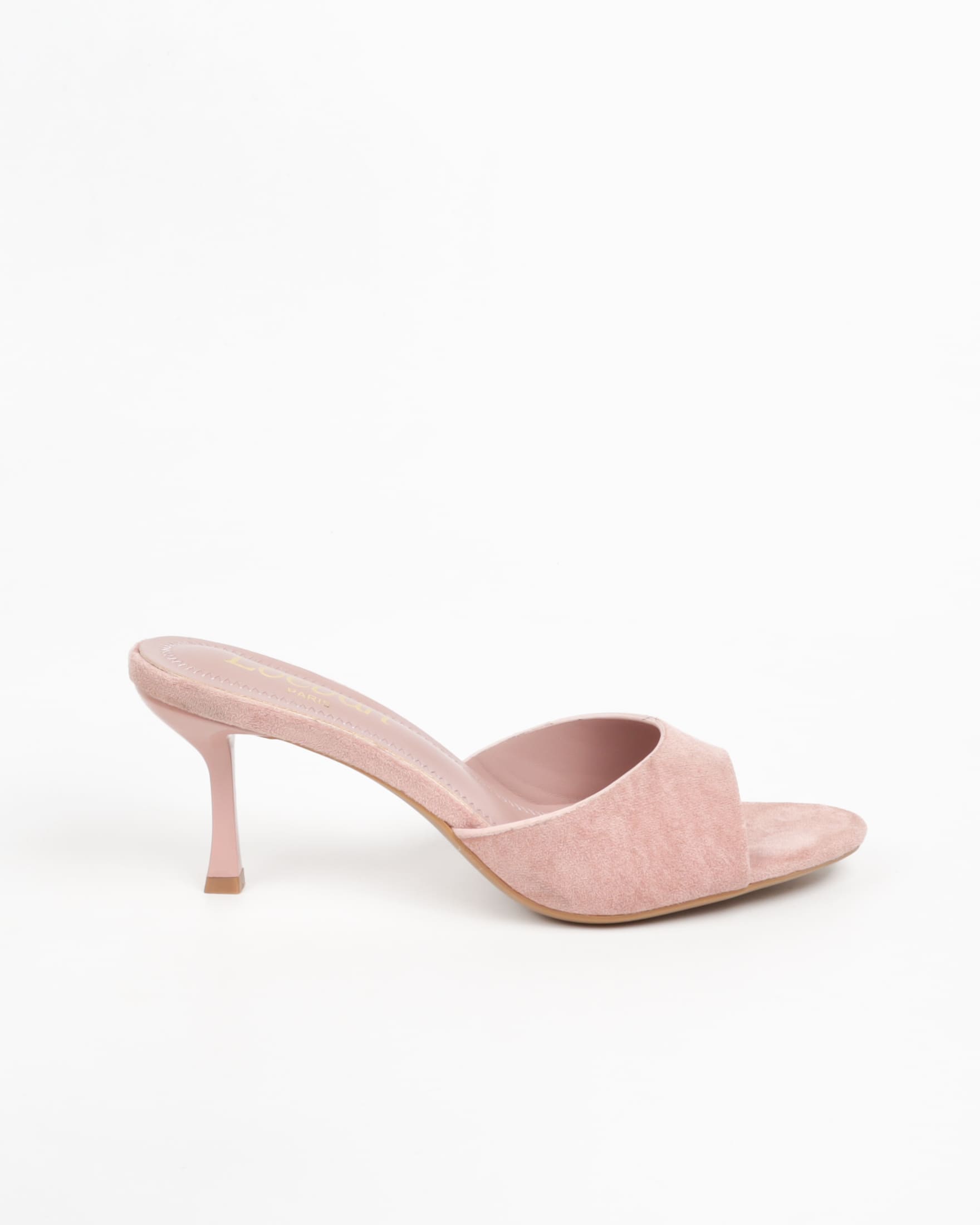 Mules femmes en suédine rose à talon