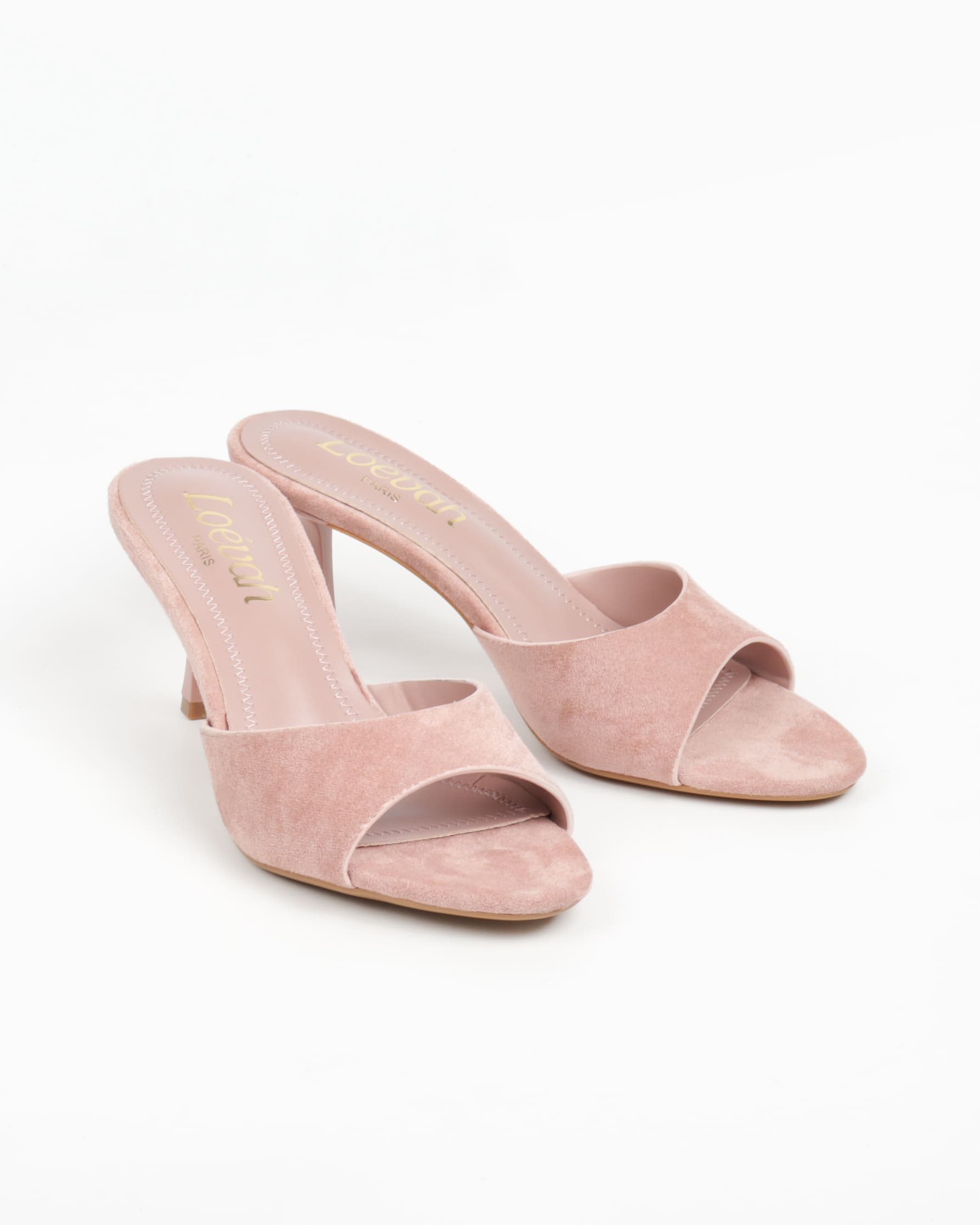 mules femmes classiques en suédine rose à talon