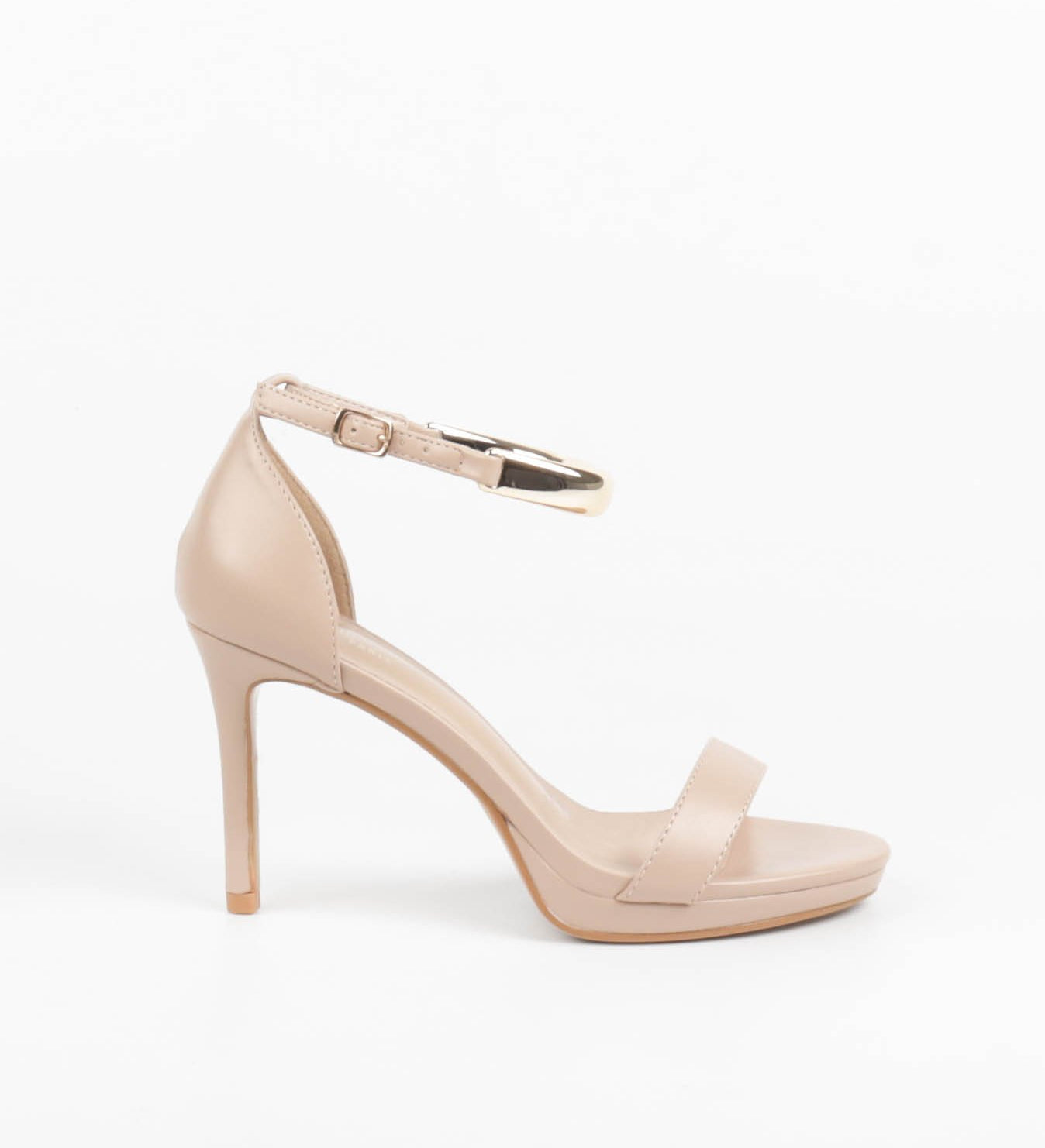 Sandales soirée femme Nude à talon avec bracelet bijou 