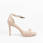Sandales soirée femme Nude à talon avec bracelet bijou 