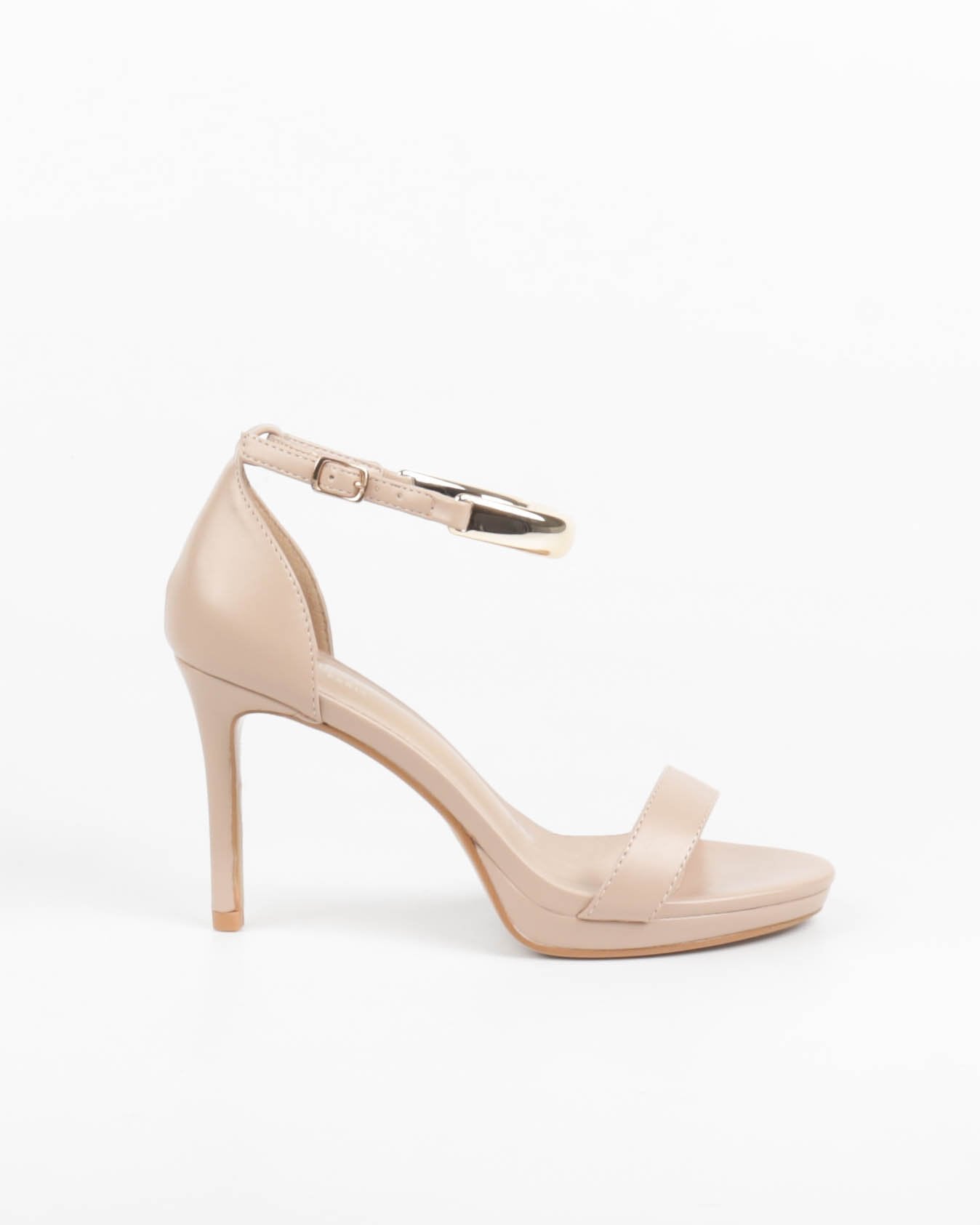Sandales soirée femme Nude à talon avec bracelet bijou 