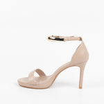 Sandales soirée femme Nude à talon avec bracelet bijou 