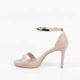Sandales soirée femme Nude à talon avec bracelet bijou 