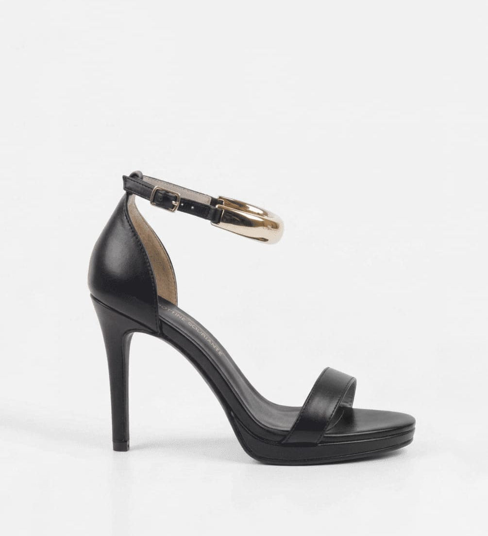 Sandales soirée femmes à talon noir 